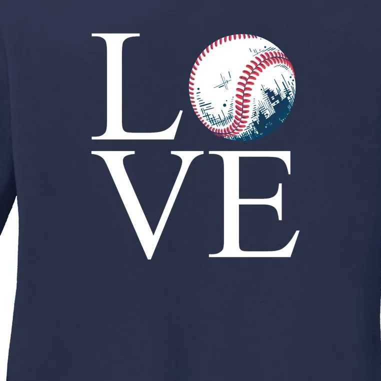 Love Baseball Mom Ladies Long Sleeve Shirt