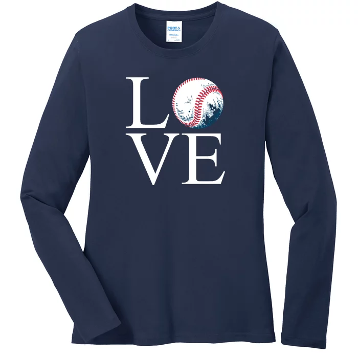 Love Baseball Mom Ladies Long Sleeve Shirt