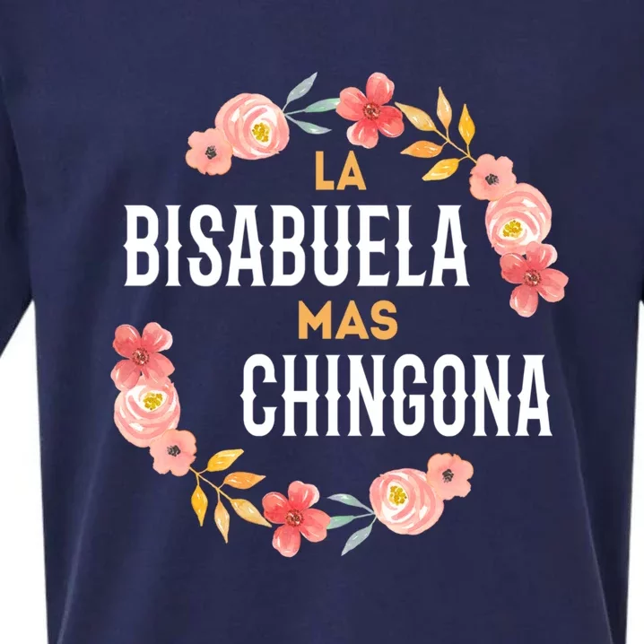 La Bisabuela Mas Chingona Spanish Great Grandma Floral Gift Sueded Cloud Jersey T-Shirt