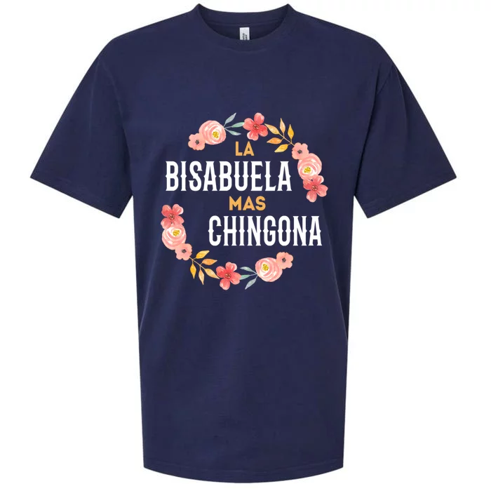 La Bisabuela Mas Chingona Spanish Great Grandma Floral Gift Sueded Cloud Jersey T-Shirt