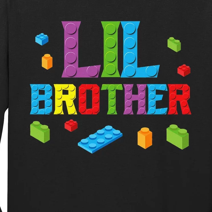 Lil Brother Master Builder Building Bricks Blocks Family Set Tall Long Sleeve T-Shirt