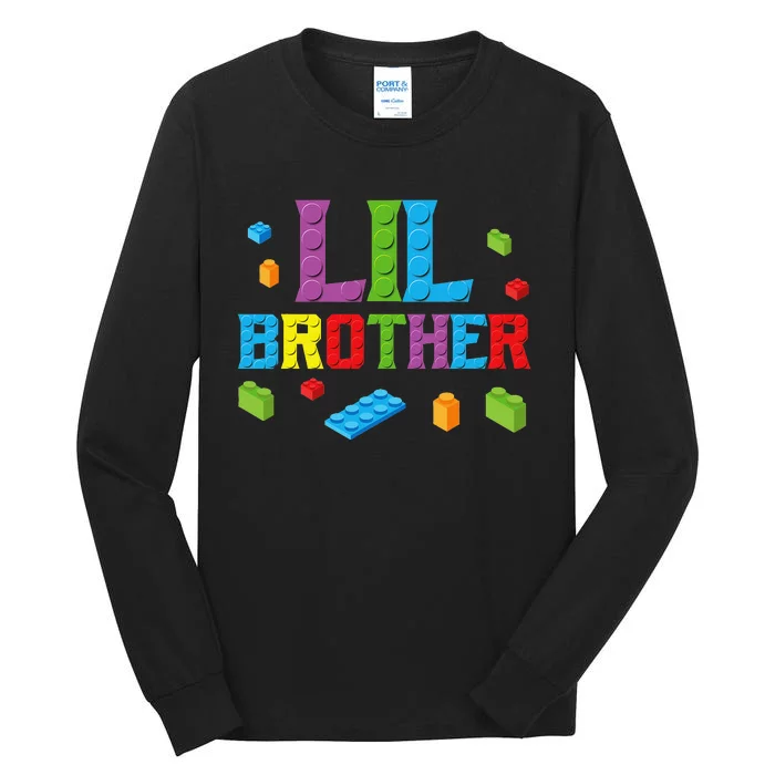 Lil Brother Master Builder Building Bricks Blocks Family Set Tall Long Sleeve T-Shirt