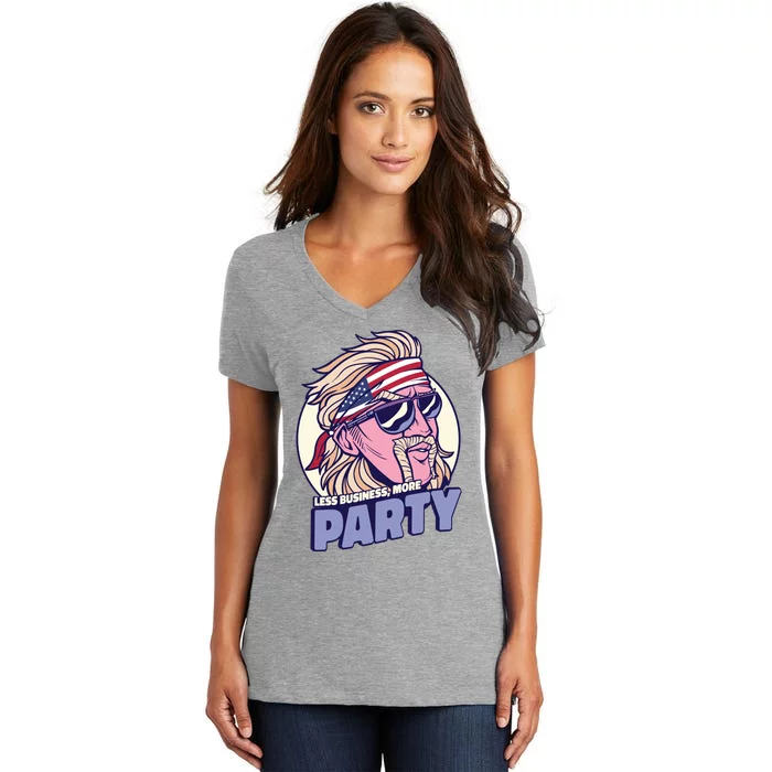 Less Business More Party 4th Of July USA Women's V-Neck T-Shirt