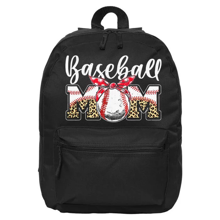 Leopard Baseball Mom Baseball Mothers Day Mama 16 in Basic Backpack