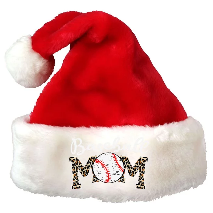 Leopard Baseball Mom Life Game Day Mothers Day Premium Christmas Santa Hat