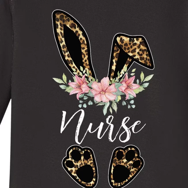 Leopard Bunny Nurse Happy Easter Day Nurse Life Baby Long Sleeve Bodysuit