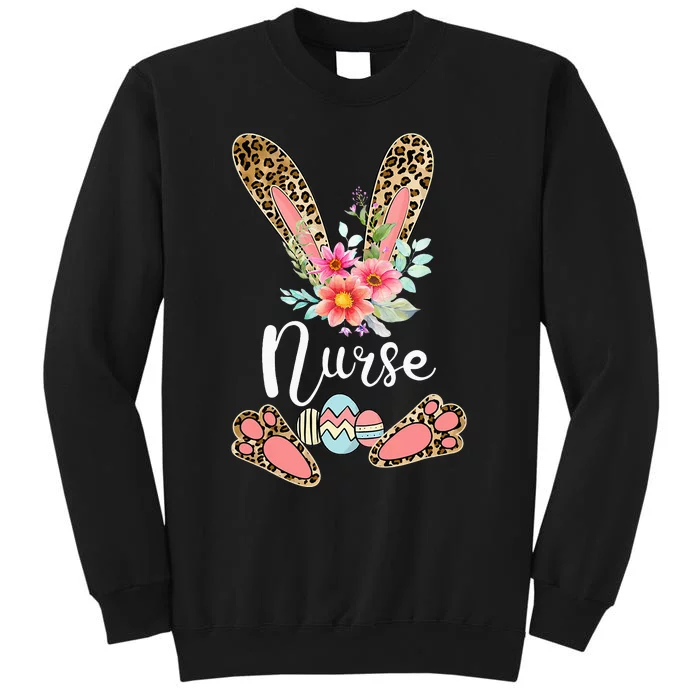 Leopard Bunny Nurse Happy Easter Day Nurse Life Tall Sweatshirt