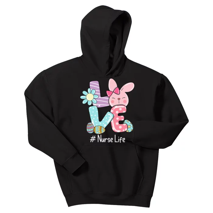 Love Bunny Nurse Life Easter Day Cute Bunny Nurse Life Kids Hoodie