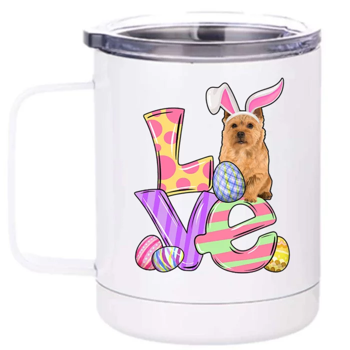 Love Bunny Norwich Terrier Dog Easter Eggs Easter Day Funny Gift Front & Back 12oz Stainless Steel Tumbler Cup