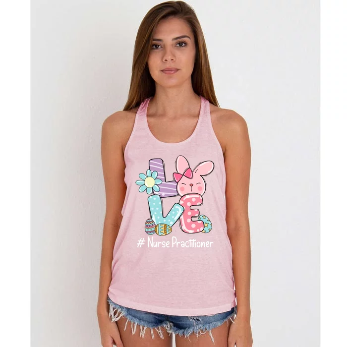 Love Bunny Nurse Practitioner Nurse Easter Day Cute Bunny Meaningful Gift Women's Knotted Racerback Tank