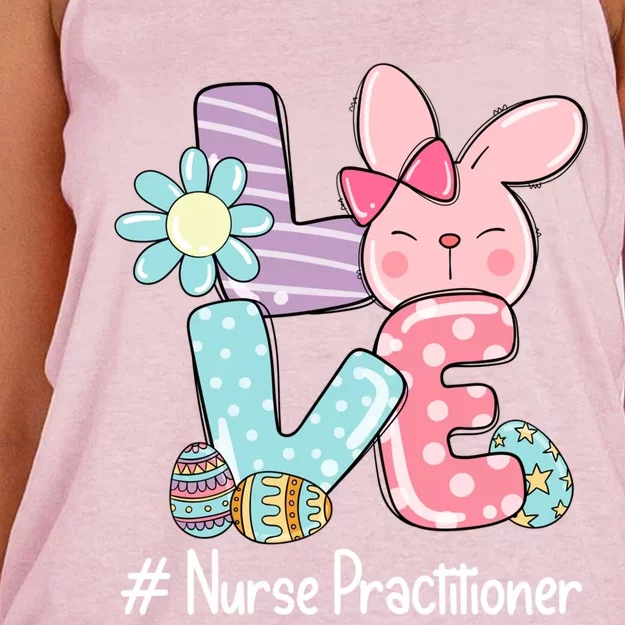 Love Bunny Nurse Practitioner Nurse Easter Day Cute Bunny Meaningful Gift Women's Knotted Racerback Tank