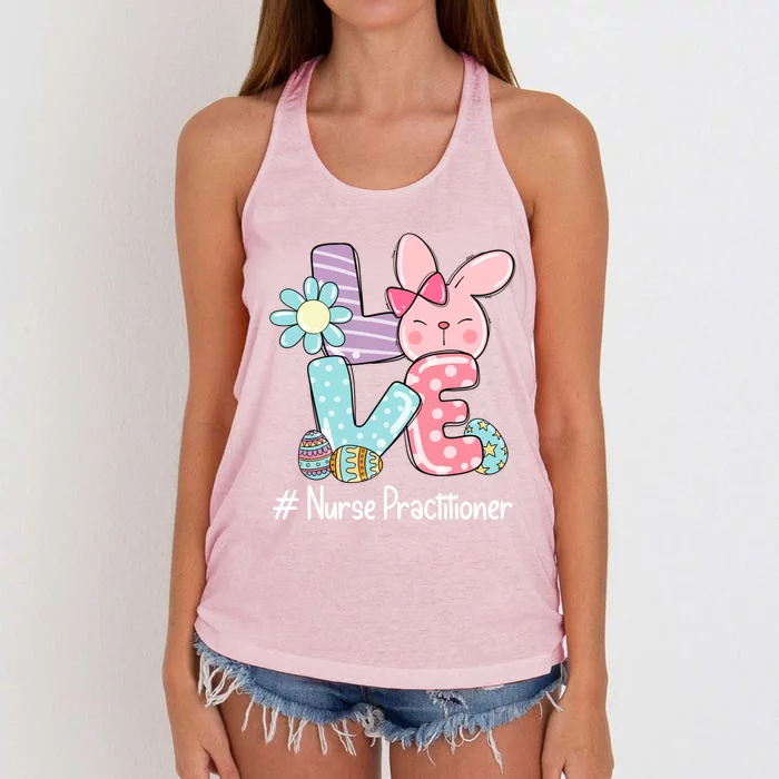 Love Bunny Nurse Practitioner Nurse Easter Day Cute Bunny Meaningful Gift Women's Knotted Racerback Tank