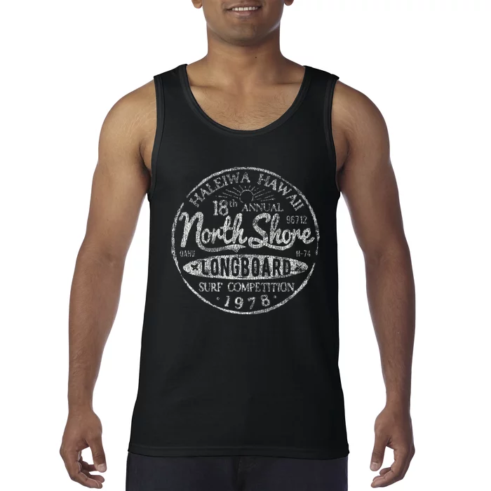 Long Board North Shore Surf Vintage Hawaii Beach Tank Top