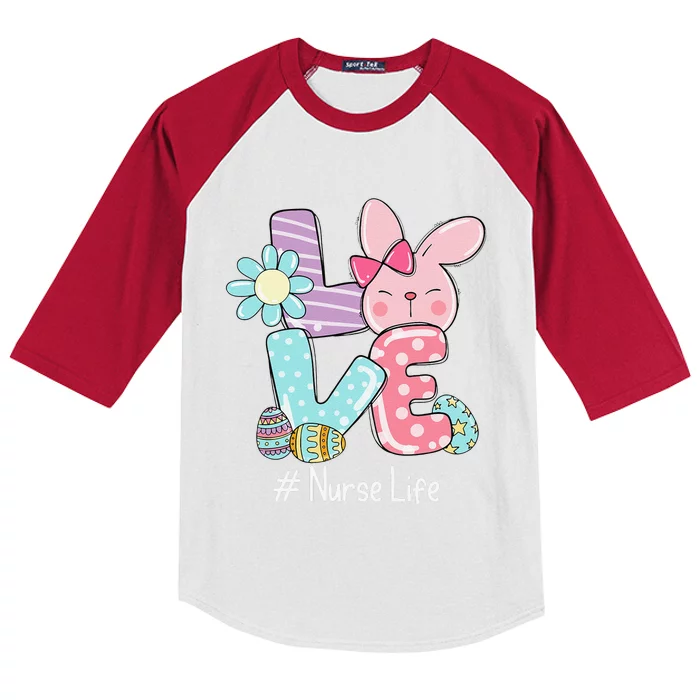 Love Bunny Nurse Life Easter Day Cute Bunny Nurse Life Kids Colorblock Raglan Jersey