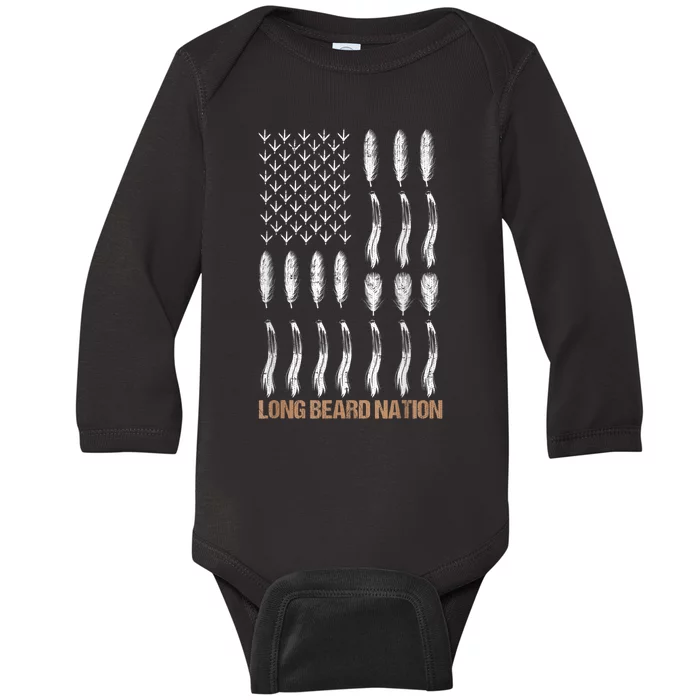 Long Beard Nation Turkey Hunting Baby Long Sleeve Bodysuit