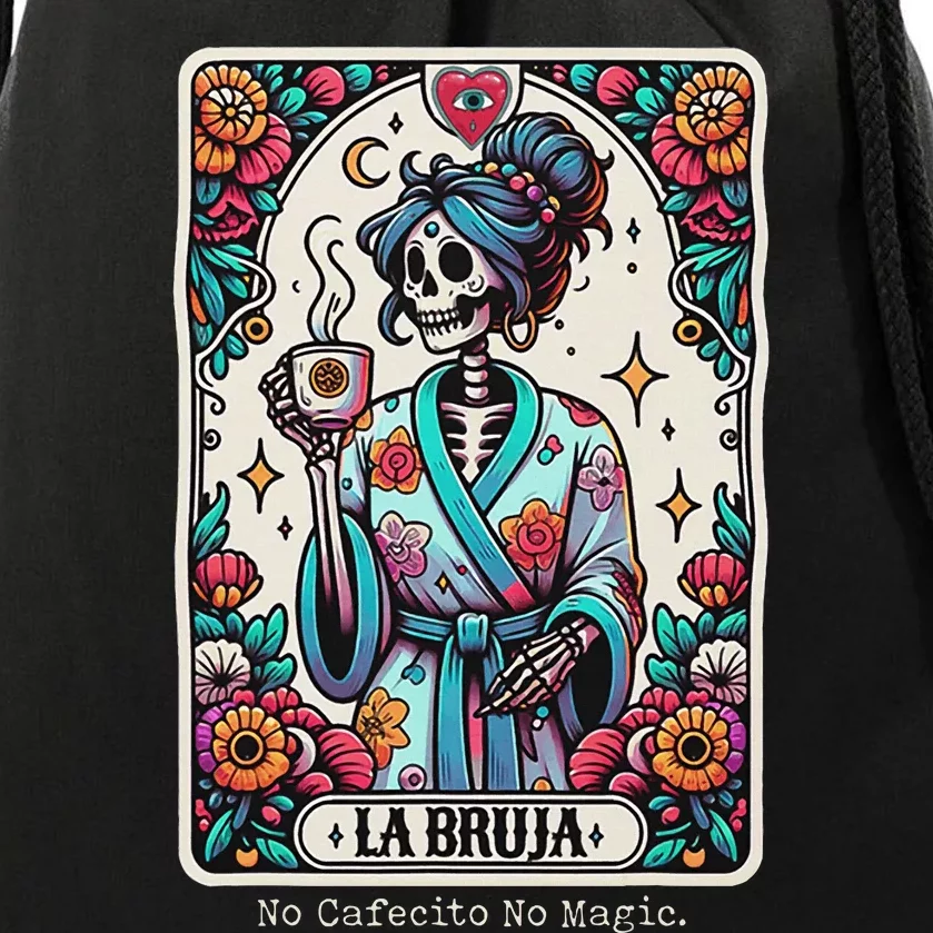 La Bruja No Cafecito No Magic Skeleton Drawstring Bag