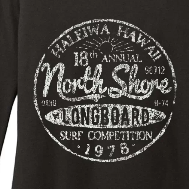 Long Board North Shore Surf Hawaii Beach Womens CVC Long Sleeve Shirt