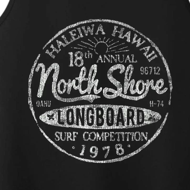 Long Board North Shore Surf Hawaii Beach Performance Tank