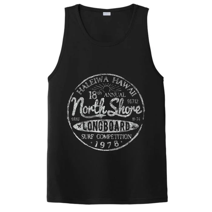 Long Board North Shore Surf Hawaii Beach Performance Tank