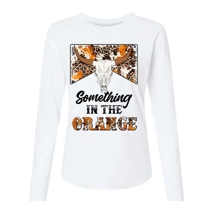 Leopard Bullhead Orange Western Country Bandana Womens Cotton Relaxed Long Sleeve T-Shirt