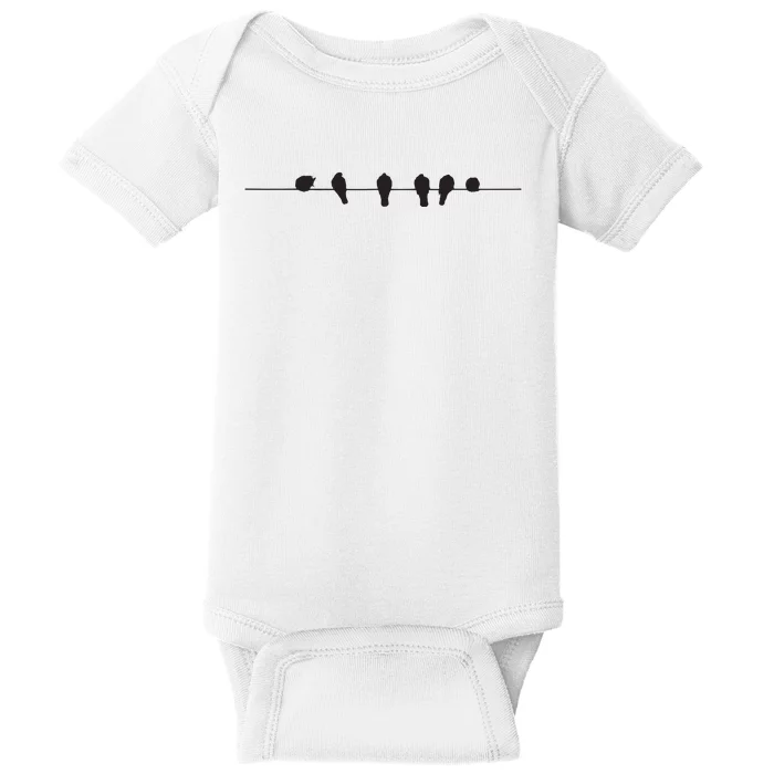 Little Birds On The Cable Wire Baby Bodysuit