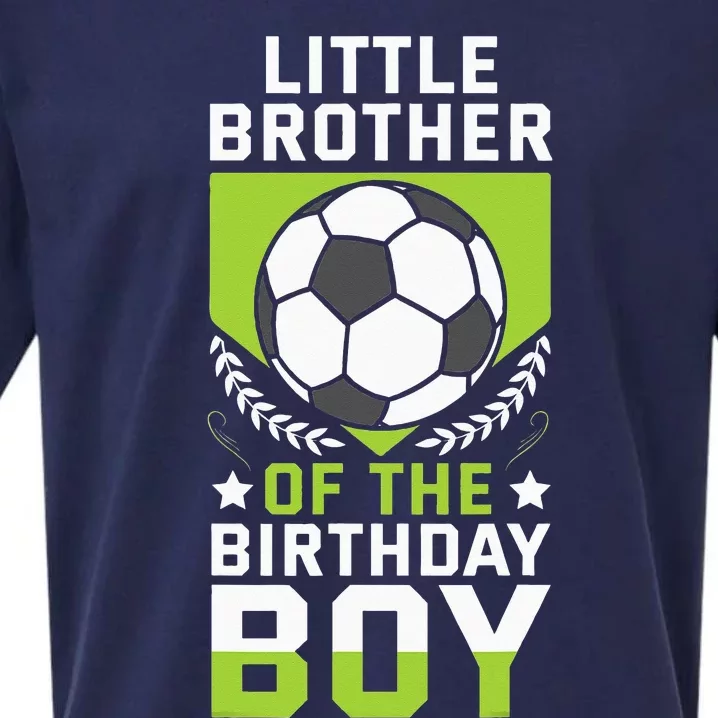 Little Brother of the Birthday Soccer Player Sueded Cloud Jersey T-Shirt