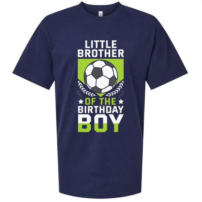 Little Brother of the Birthday Soccer Player Sueded Cloud Jersey T-Shirt