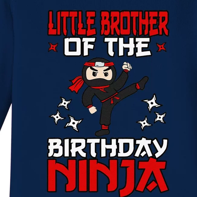 Little Brother Of The Birthday Ninja Shinobi Themed BDay Baby Long Sleeve Bodysuit