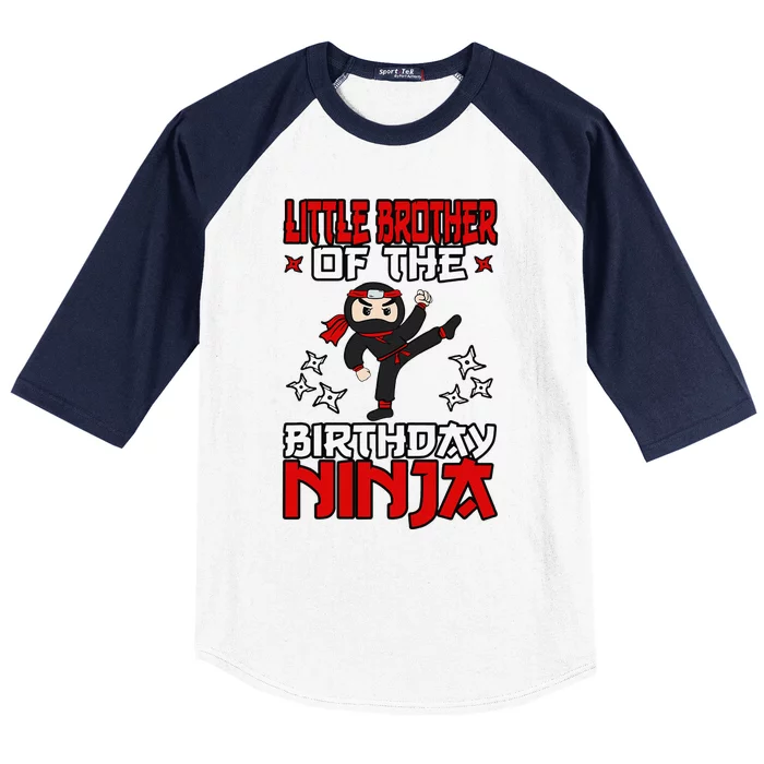 Little Brother Of The Birthday Ninja Shinobi Themed BDay Baseball Sleeve Shirt