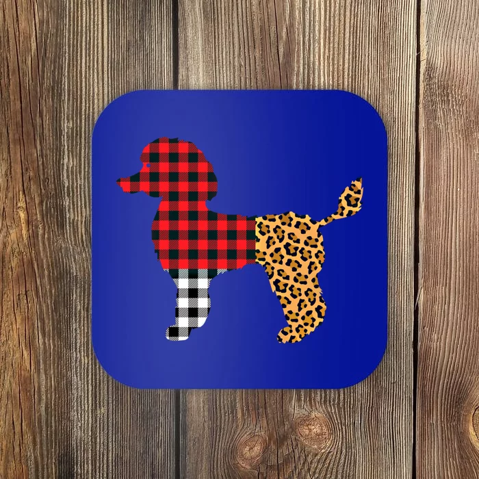 Leopard Buffalo Plaid Poodle Dog Lover Valentine's Day Gift Coaster