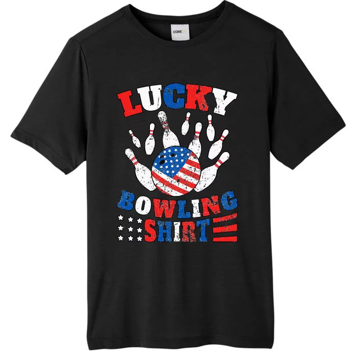 Lucky Bowling Patriotic American Flag 4th July Bowler ChromaSoft Performance T-Shirt