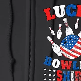 Lucky Bowling Patriotic American Flag 4th July Bowler Full Zip Hoodie