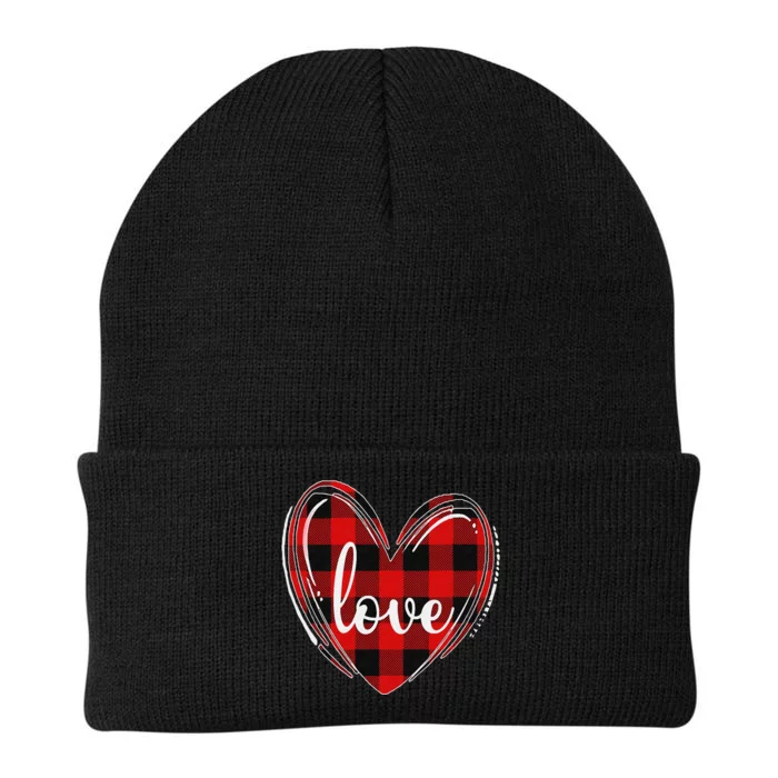 Leopard Buffalo Plaid Love Heart Valentines Day Knit Cap Winter Beanie