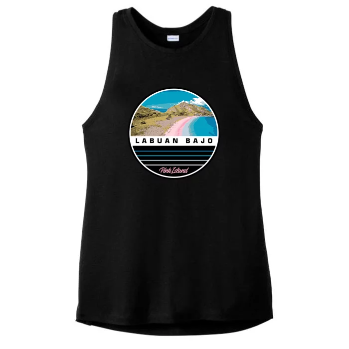 Labuan Bajo Pink Island Ladies Tri-Blend Wicking Tank