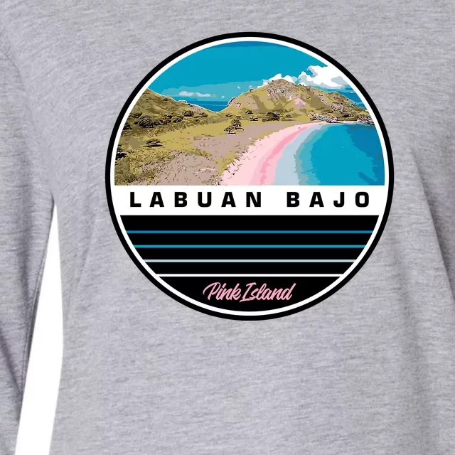 Labuan Bajo Pink Island Womens Cotton Relaxed Long Sleeve T-Shirt