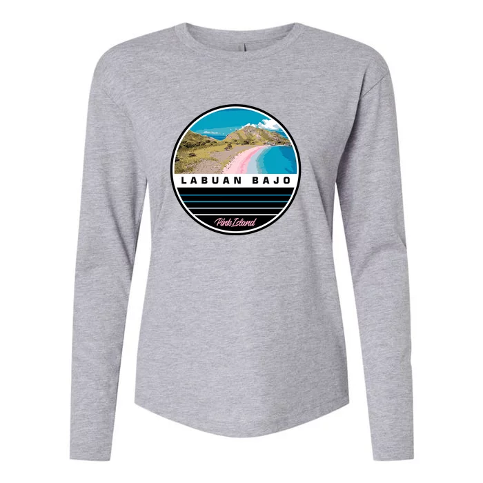 Labuan Bajo Pink Island Womens Cotton Relaxed Long Sleeve T-Shirt