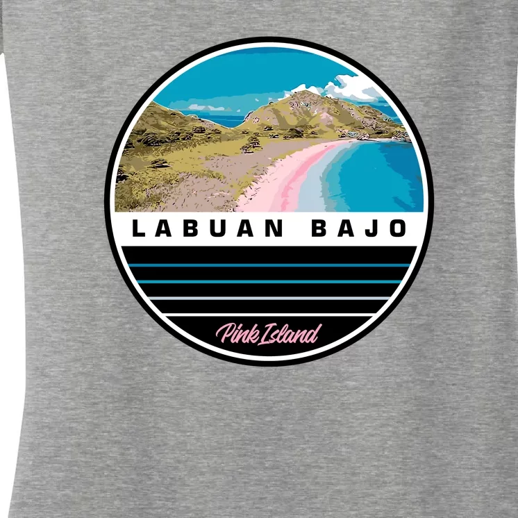 Labuan Bajo Pink Island Women's V-Neck T-Shirt