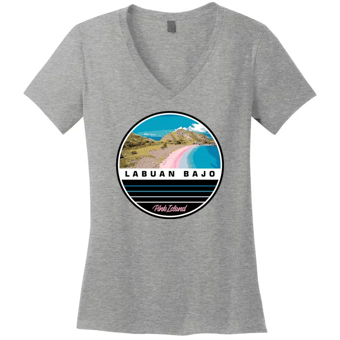 Labuan Bajo Pink Island Women's V-Neck T-Shirt