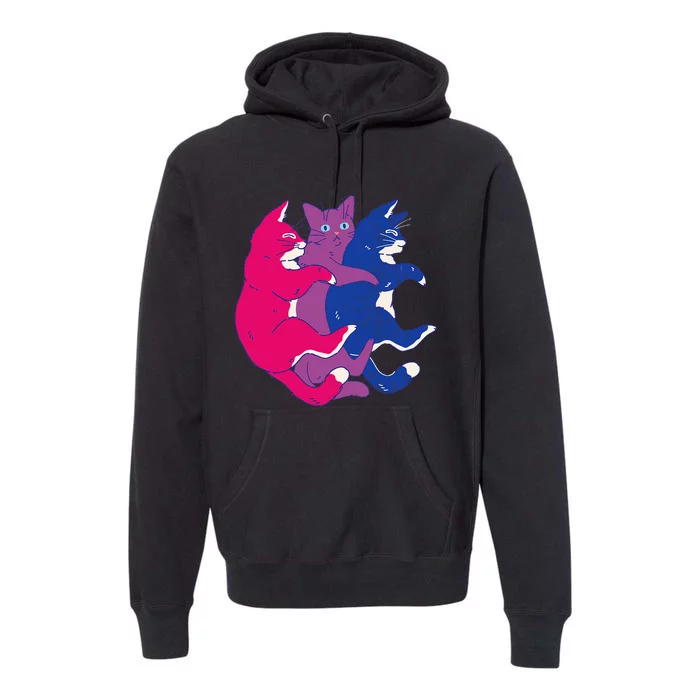 Lgbtq Bisexual Pride Flag Cats Pile Bisexual Premium Hoodie