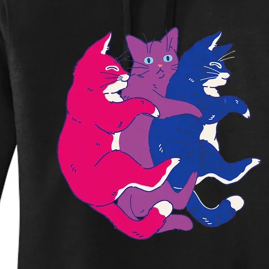 Lgbtq Bisexual Pride Flag Cats Pile Bisexual Women's Pullover Hoodie