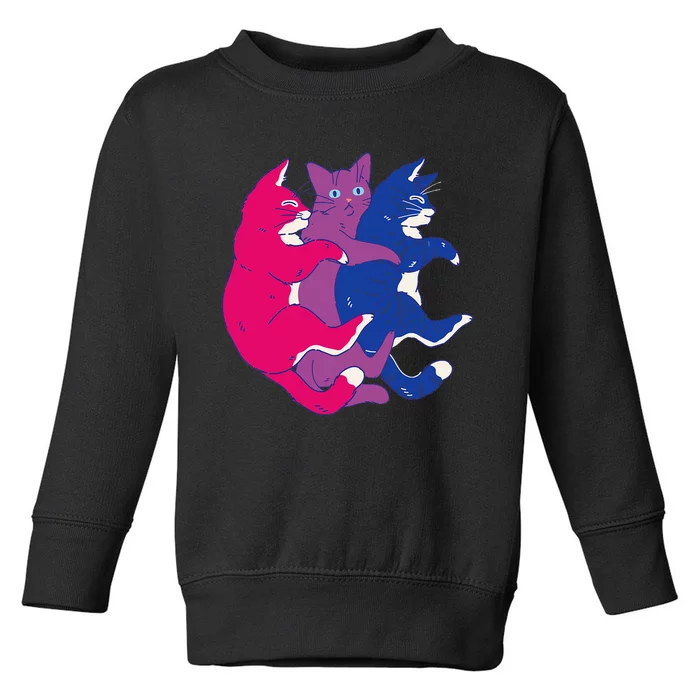 Lgbtq Bisexual Pride Flag Cats Pile Bisexual Toddler Sweatshirt