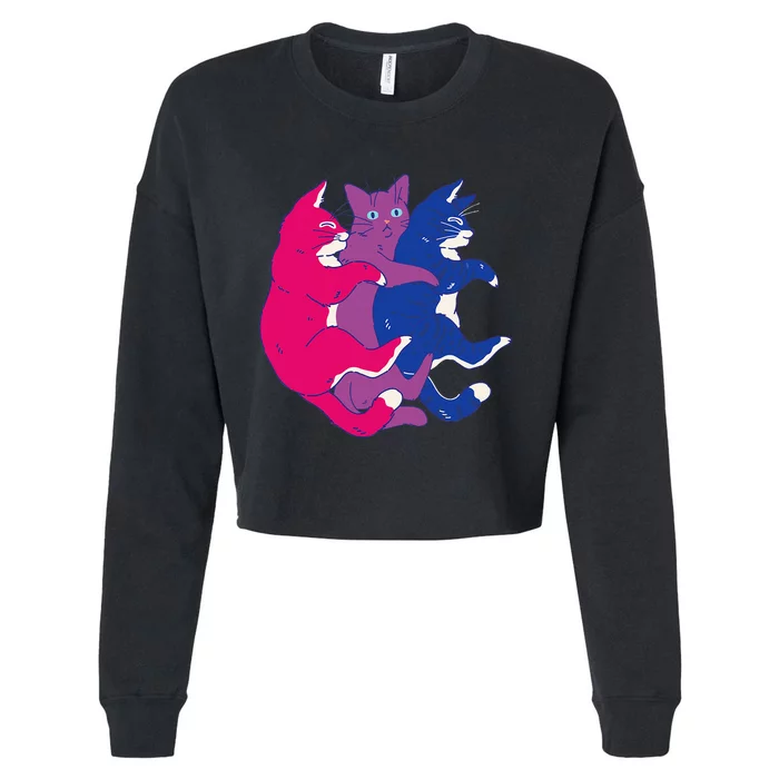 Lgbtq Bisexual Pride Flag Cats Pile Bisexual Cropped Pullover Crew