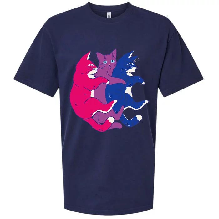 Lgbtq Bisexual Pride Flag Cats Pile Bisexual Sueded Cloud Jersey T-Shirt