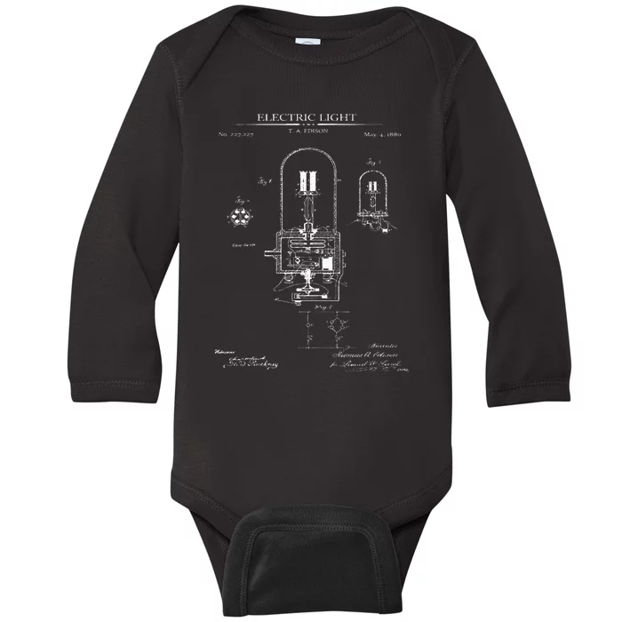 Light Bulb Patent Electricity Electrics Lamps Patent Baby Long Sleeve Bodysuit