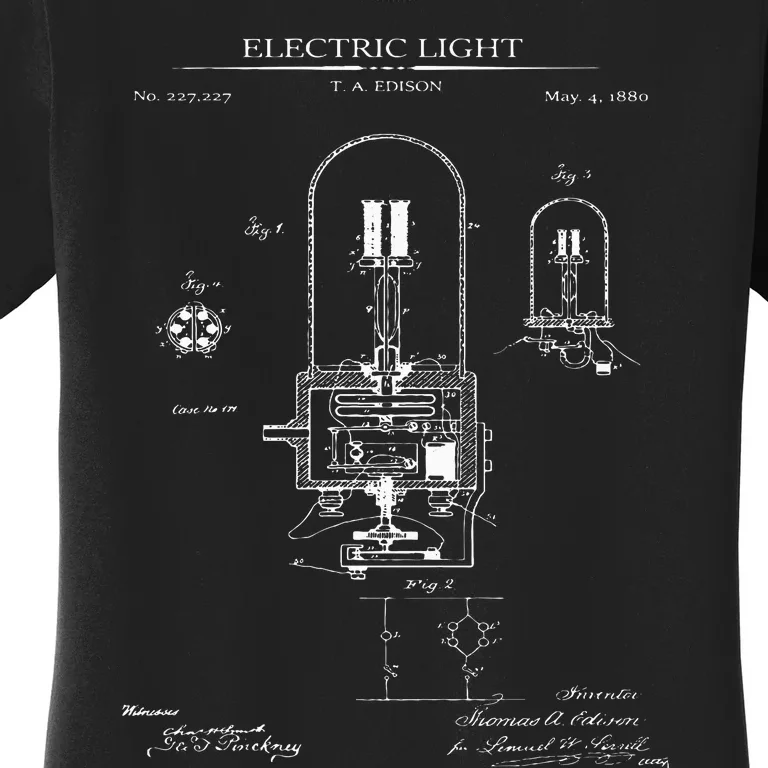 Light Bulb Patent Electricity Electrics Lamps Patent Women's T-Shirt