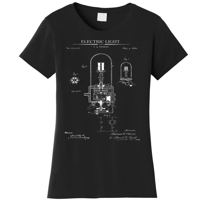 Light Bulb Patent Electricity Electrics Lamps Patent Women's T-Shirt