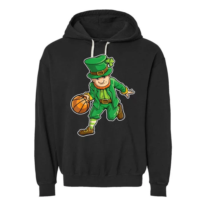 Leprechaun Basketball Player St Patrick's Day Garment-Dyed Fleece Hoodie