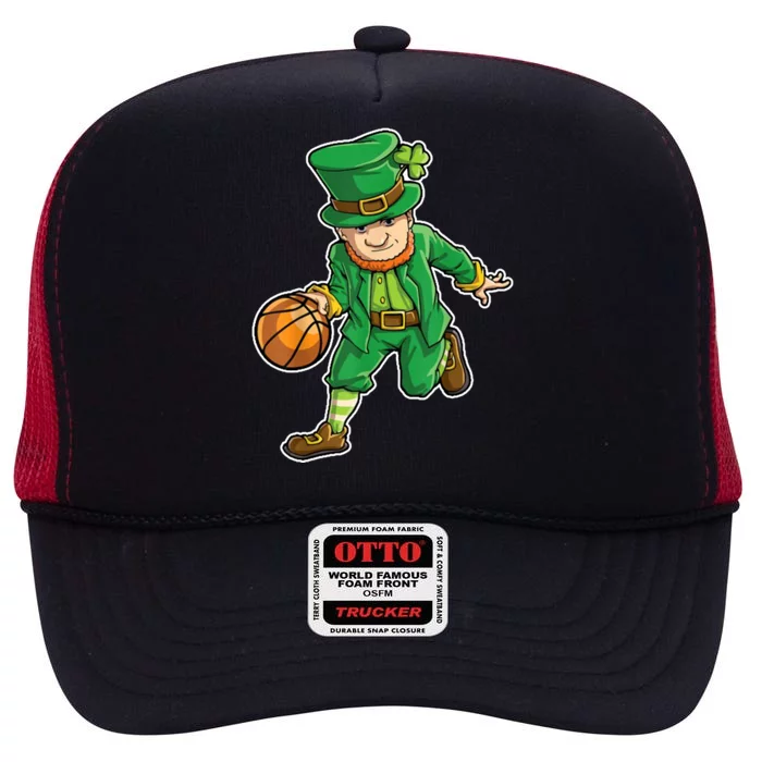 Leprechaun Basketball Player St Patrick's Day High Crown Mesh Trucker Hat