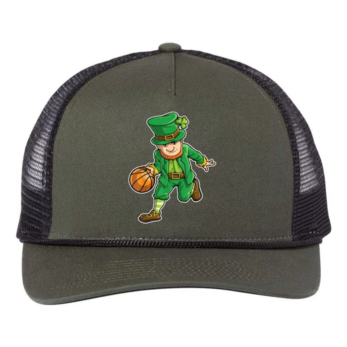 Leprechaun Basketball Player St Patrick's Day Retro Rope Trucker Hat Cap