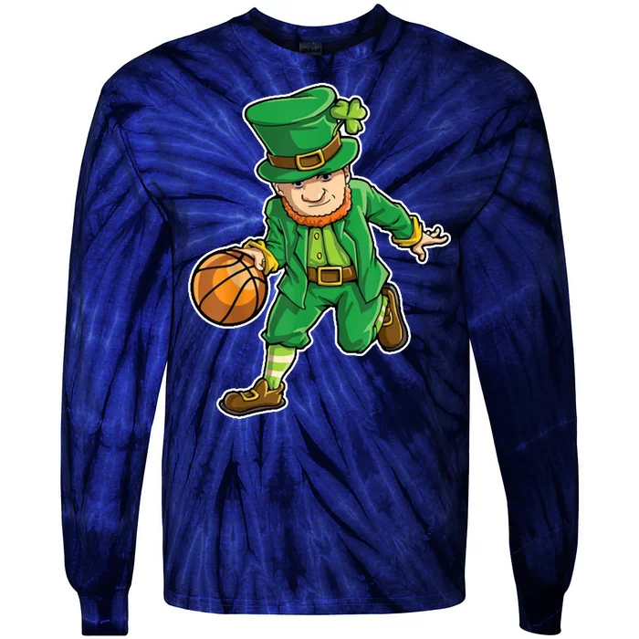 Leprechaun Basketball Player St Patrick's Day Tie-Dye Long Sleeve Shirt